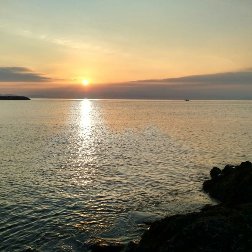 Sunrise in over the bay in Mogimachi, Nagasaki Prefecture Japan