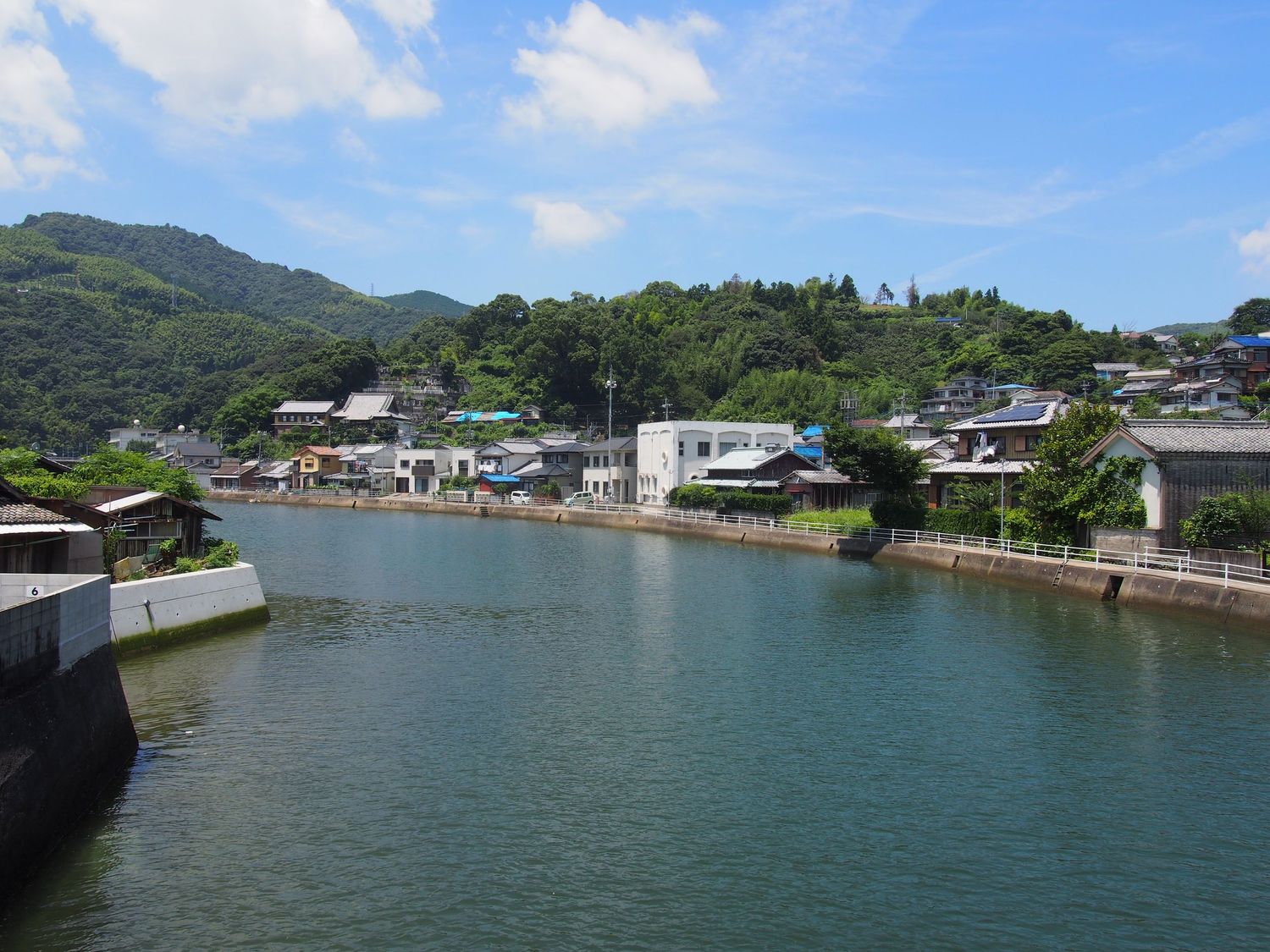 The tidal estruary that flows through the small town of Mogimachi in Nagasaki Prefecture Japan