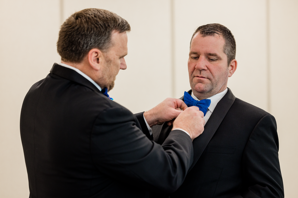 Groom getting ready