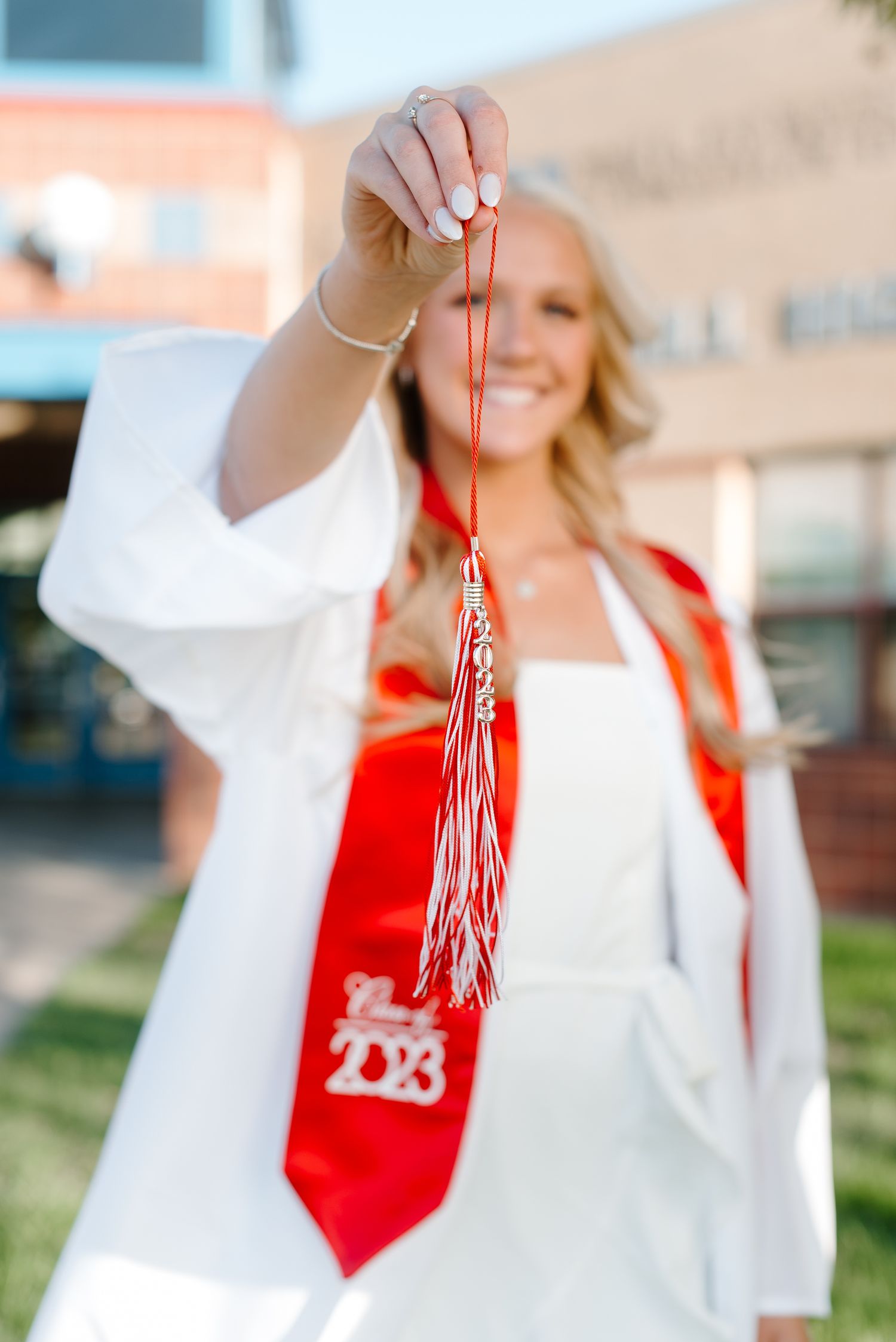 High school senior pictures with cap and gown at Rose Hill in Wichita KS Kansas