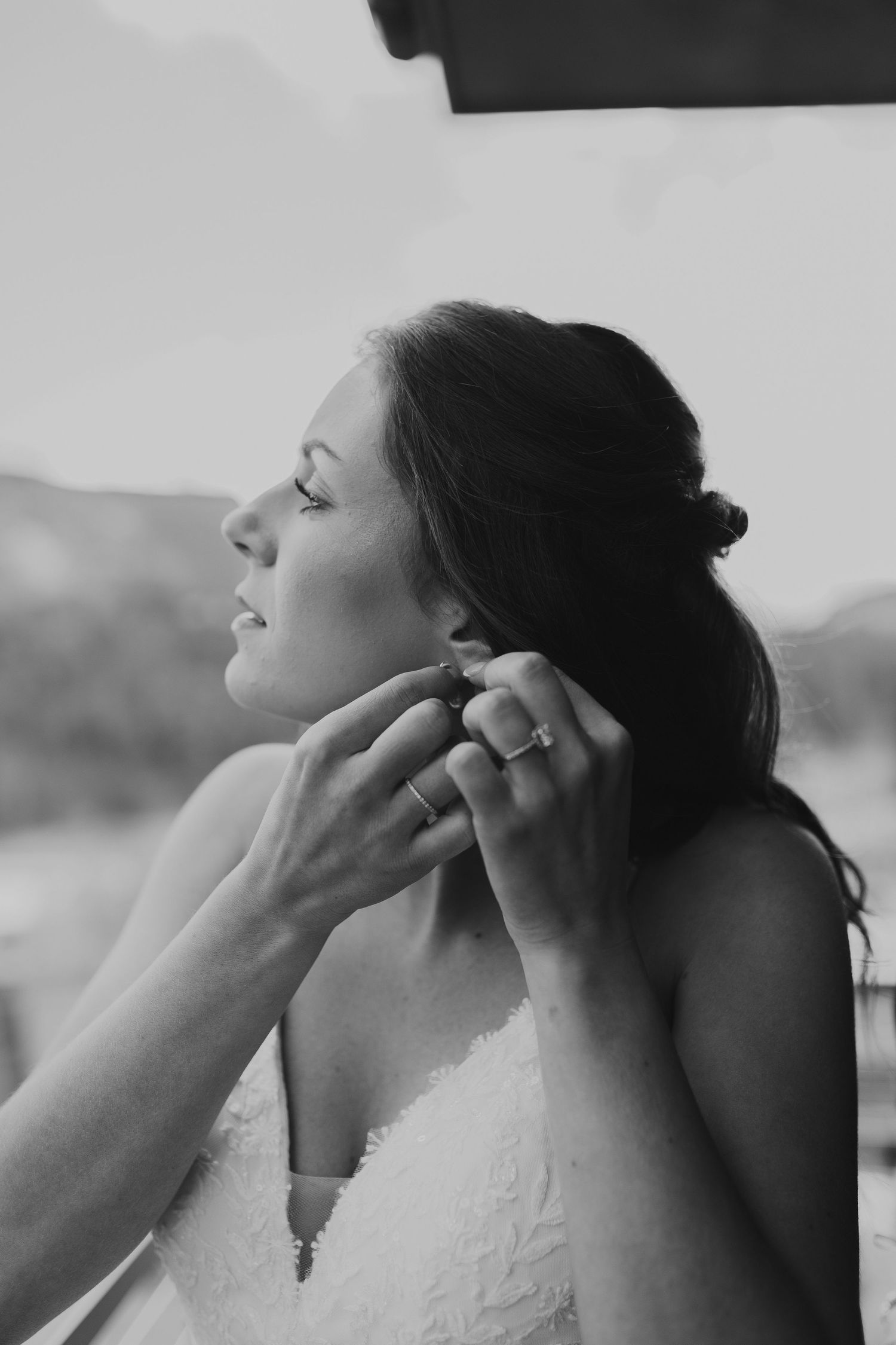 Bride getting ready Estes Park, Colorado wedding photographer