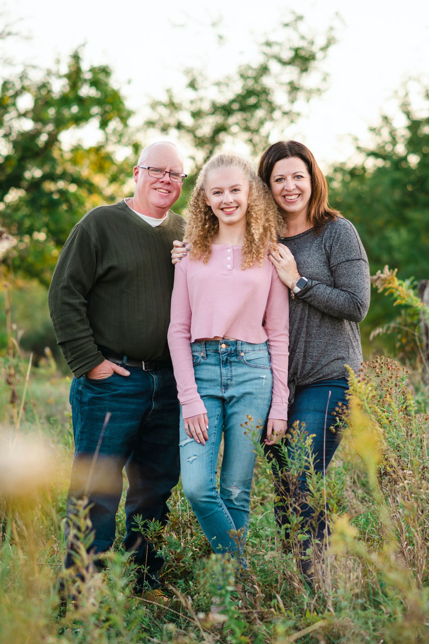 family portrait sunset nature curls photo
