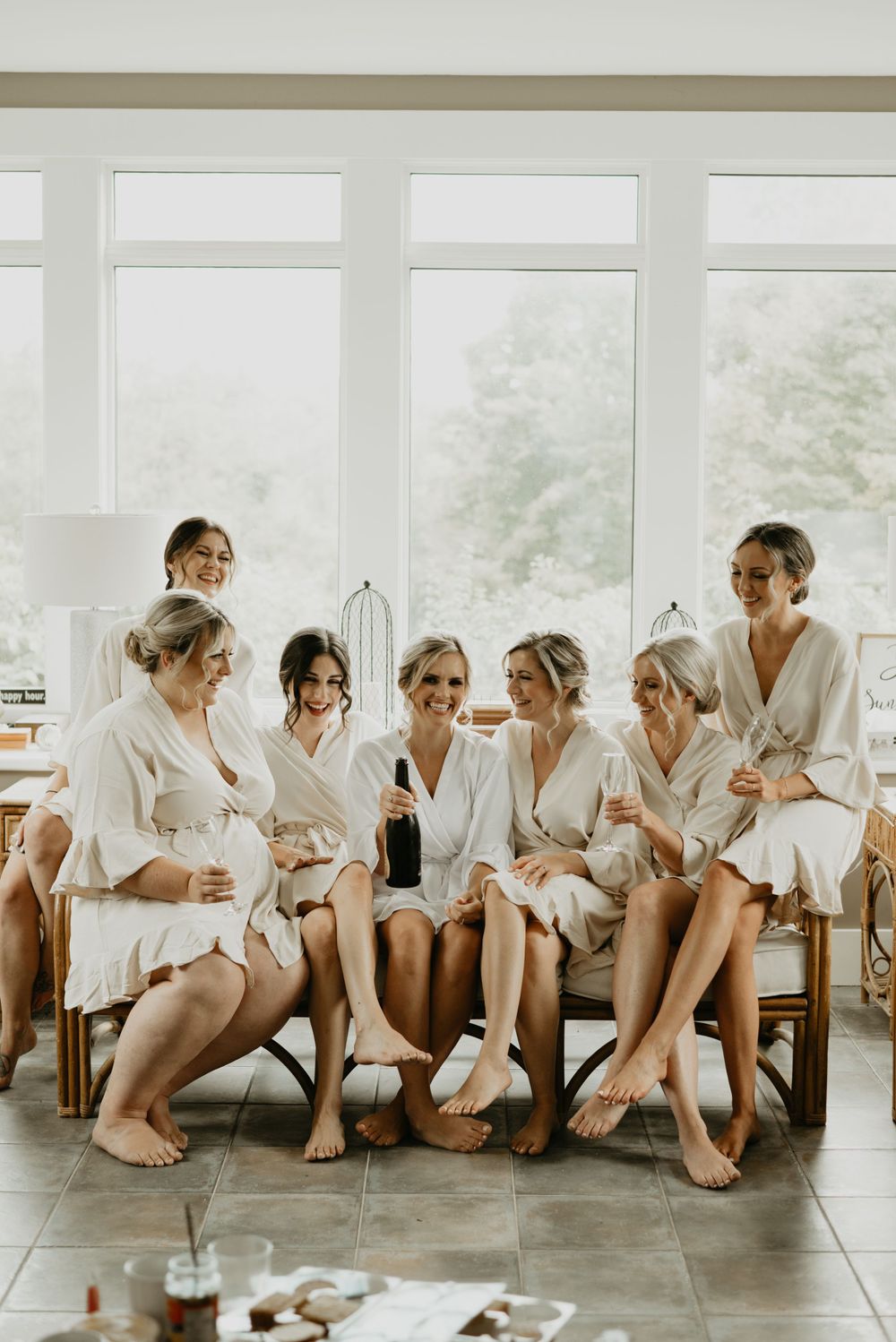 bridal party celebrating