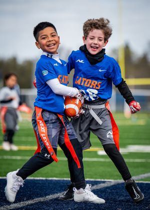 Flag football players.