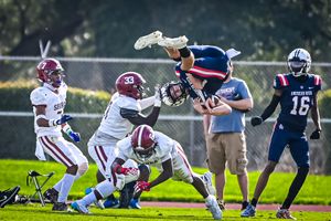 football player diving