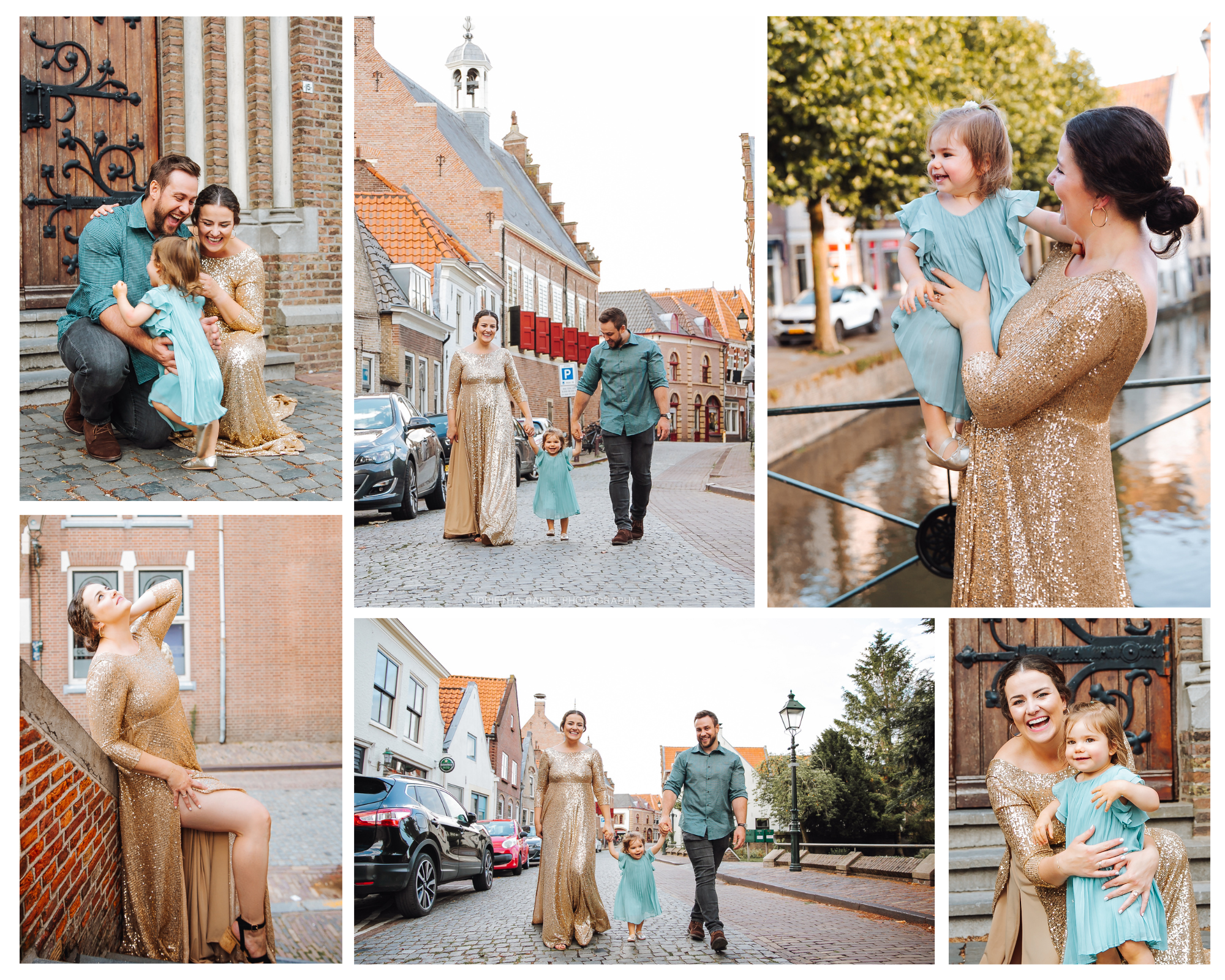 Family photoshoot in Oudewater, Netherlands, with beautiful Bloomingtale dress, natural light lifestyle photography.