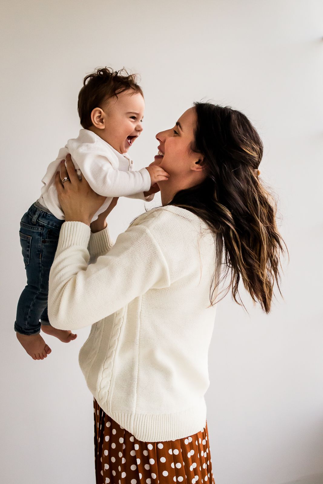 Love & Sunshine Photography: Mom & baby giggles during spring mini session at Studio Boheme in Calgary.