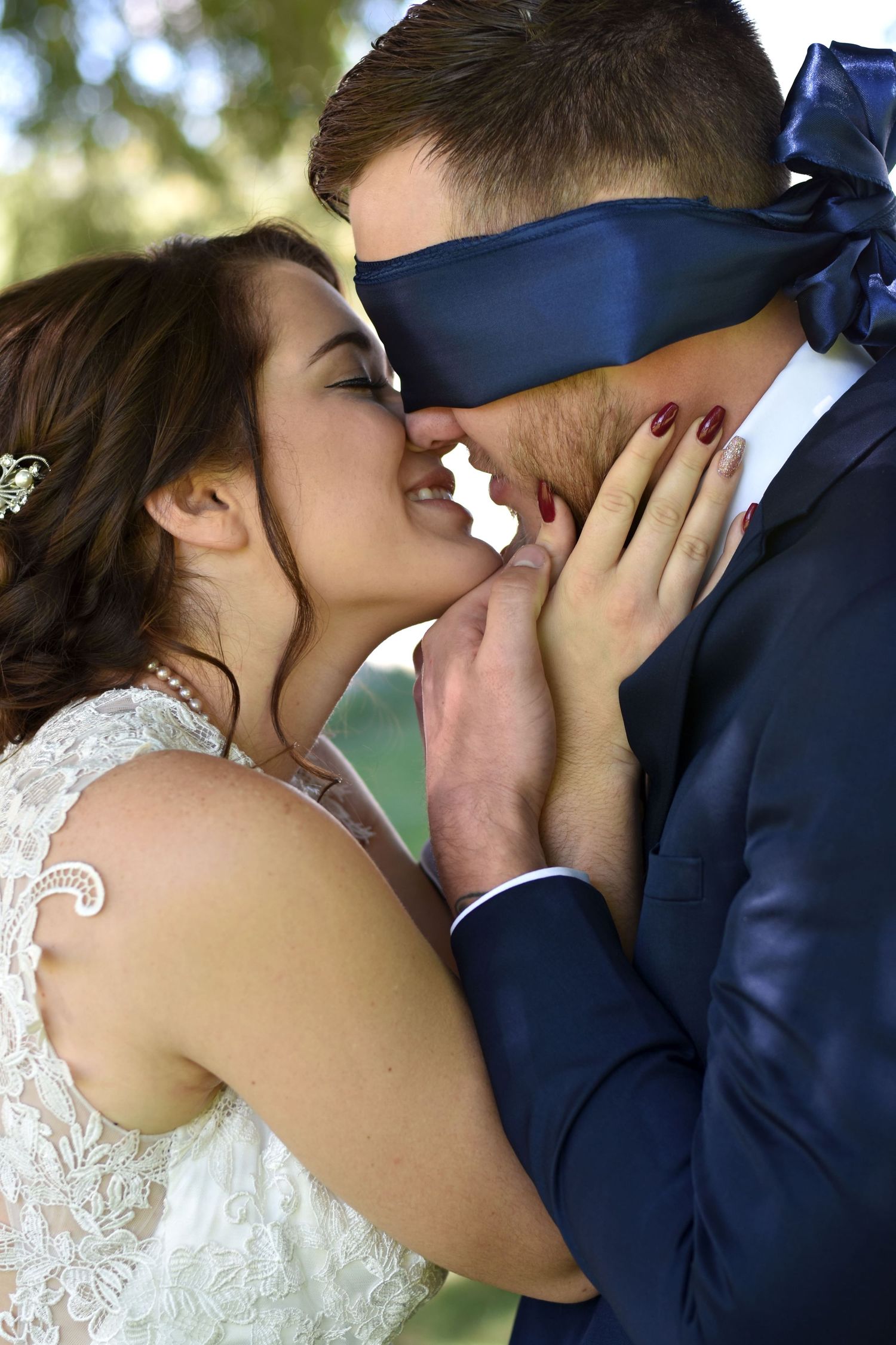 Blindfolded Kiss Before the Wedding