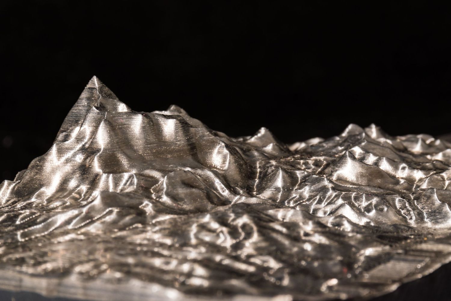 Aluminum CNC milled model of Pikes Peak located in Colorado Springs, Colorado