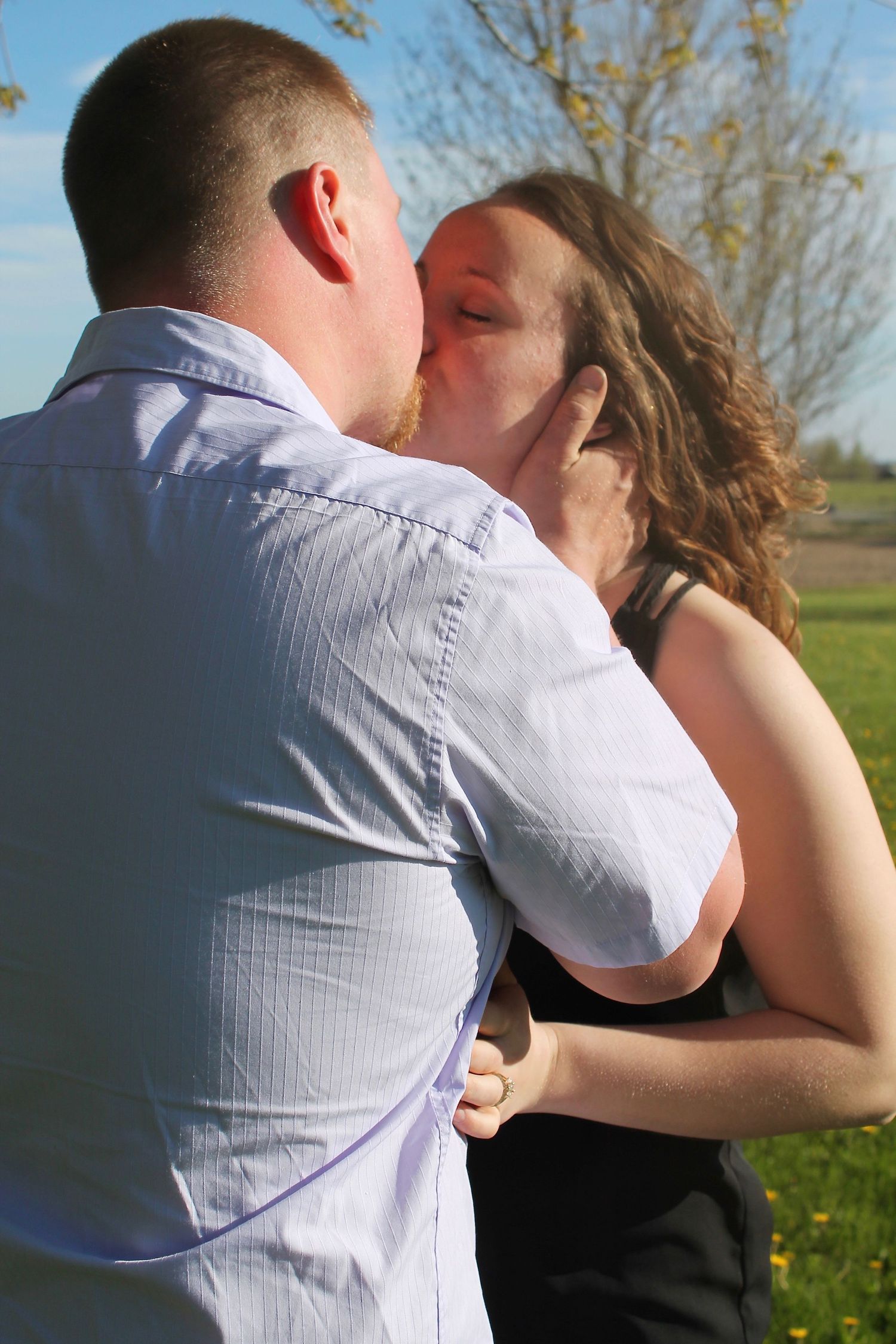 a couple kissing