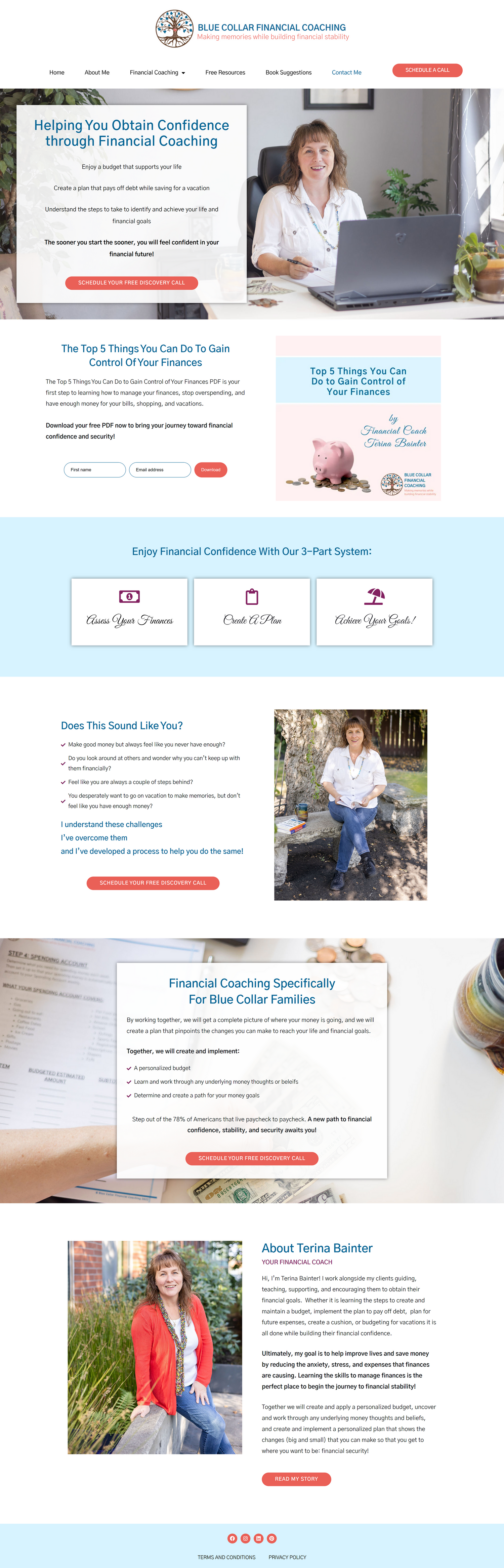 Homepage after new photos from personal branding photography for Blue Collar Financial Planning in Puyallup, WA