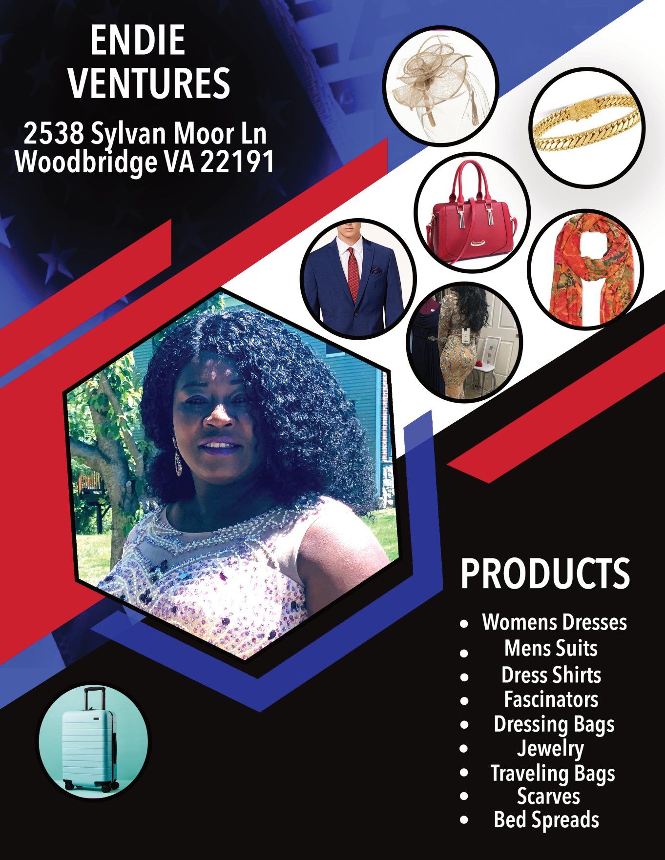 Business banner advertising women's fashion accessories and products.