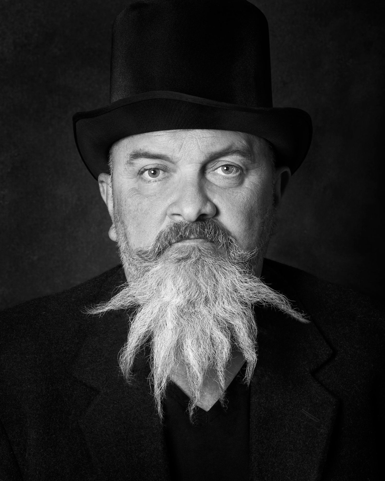Balck and White portrait of a 58 yr old male with long beard