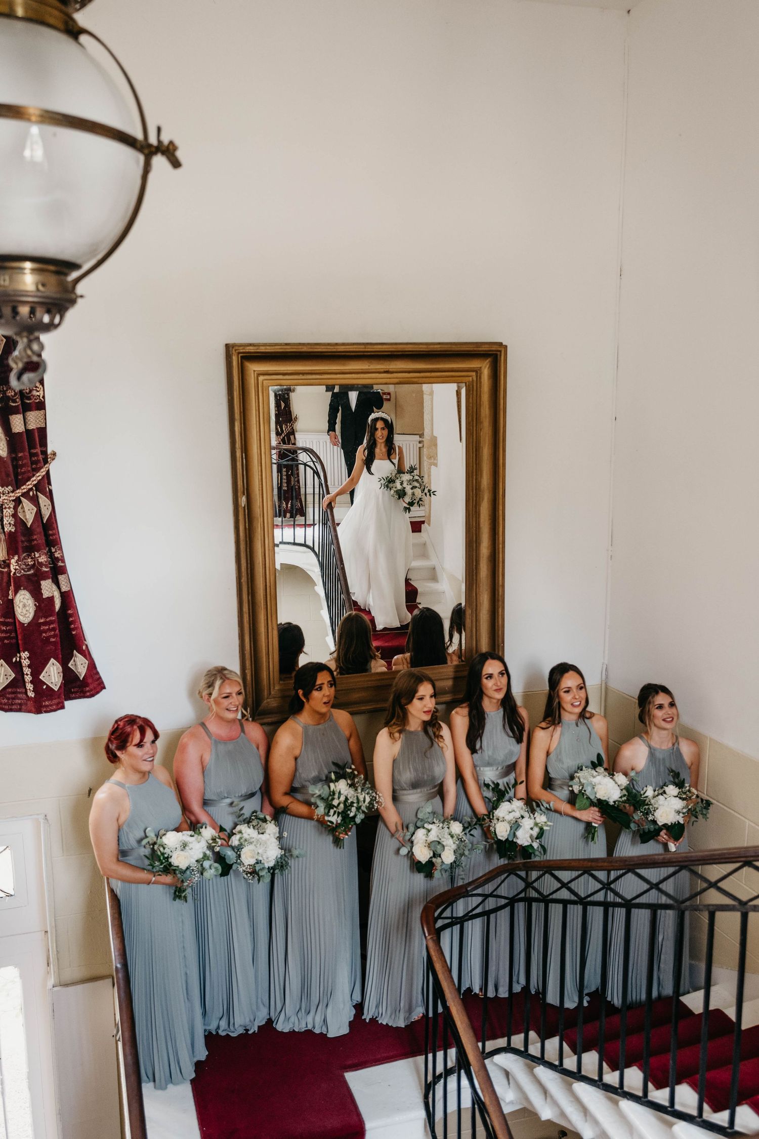 bridal reveal with bridesmaids