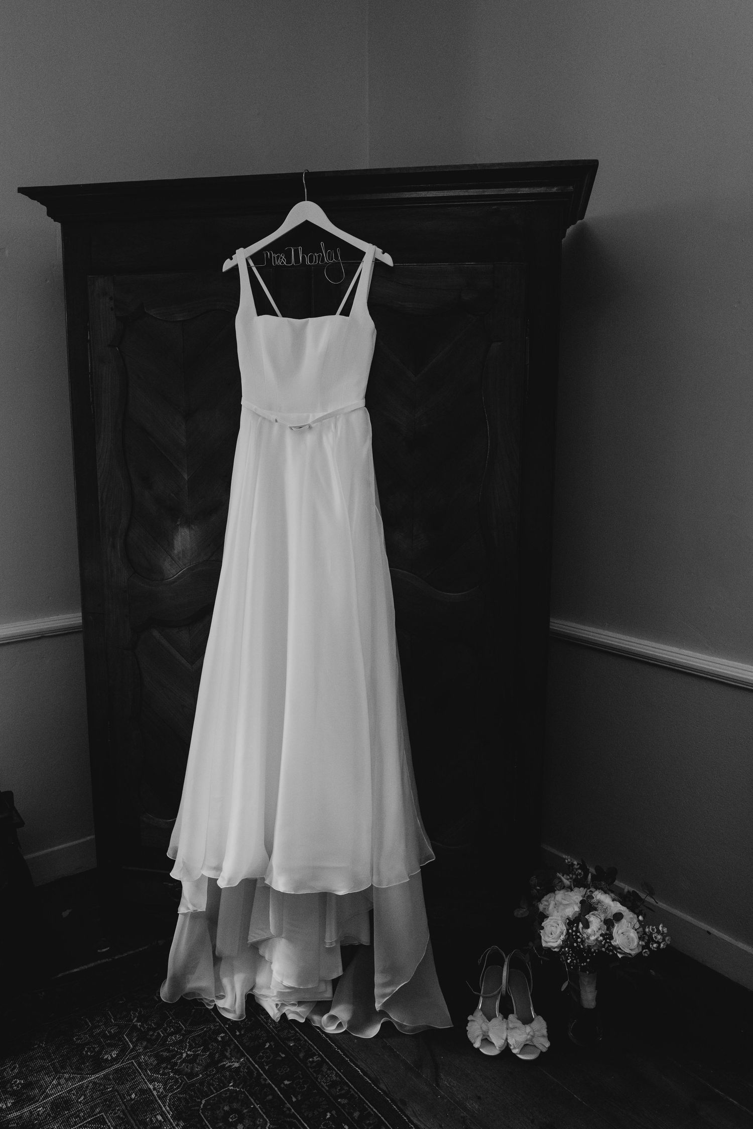 black and white wedding dress