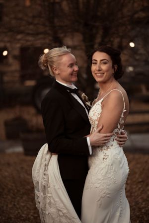 two happy brides on their wedding day LGBT wedding