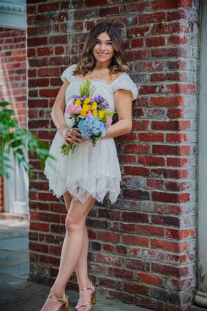 Brick archways and a stunning pose create an incredibly beautiful image