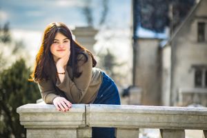 Beautiful stunning senior portrait. Winter sunset. Captures youth and vibrancy