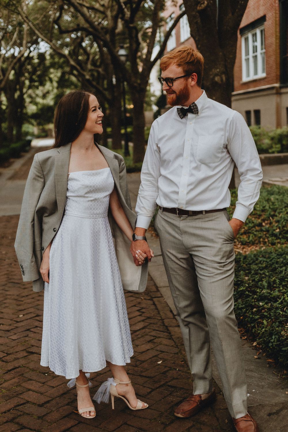 A couple looks lovingly at each other