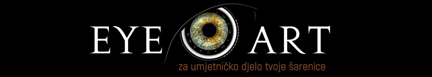 Eye Art logo design with golden eye symbol on black background.