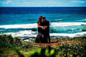 Scenic coastal landscape series with turquoise waters and dramatic cliffs.