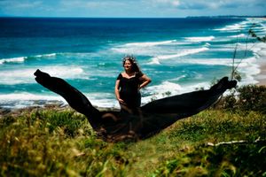 Panoramic ocean view series showing waves crashing against tropical coastline.