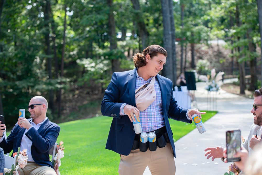 beer boy delivers high noon at Lanier islands wedding
