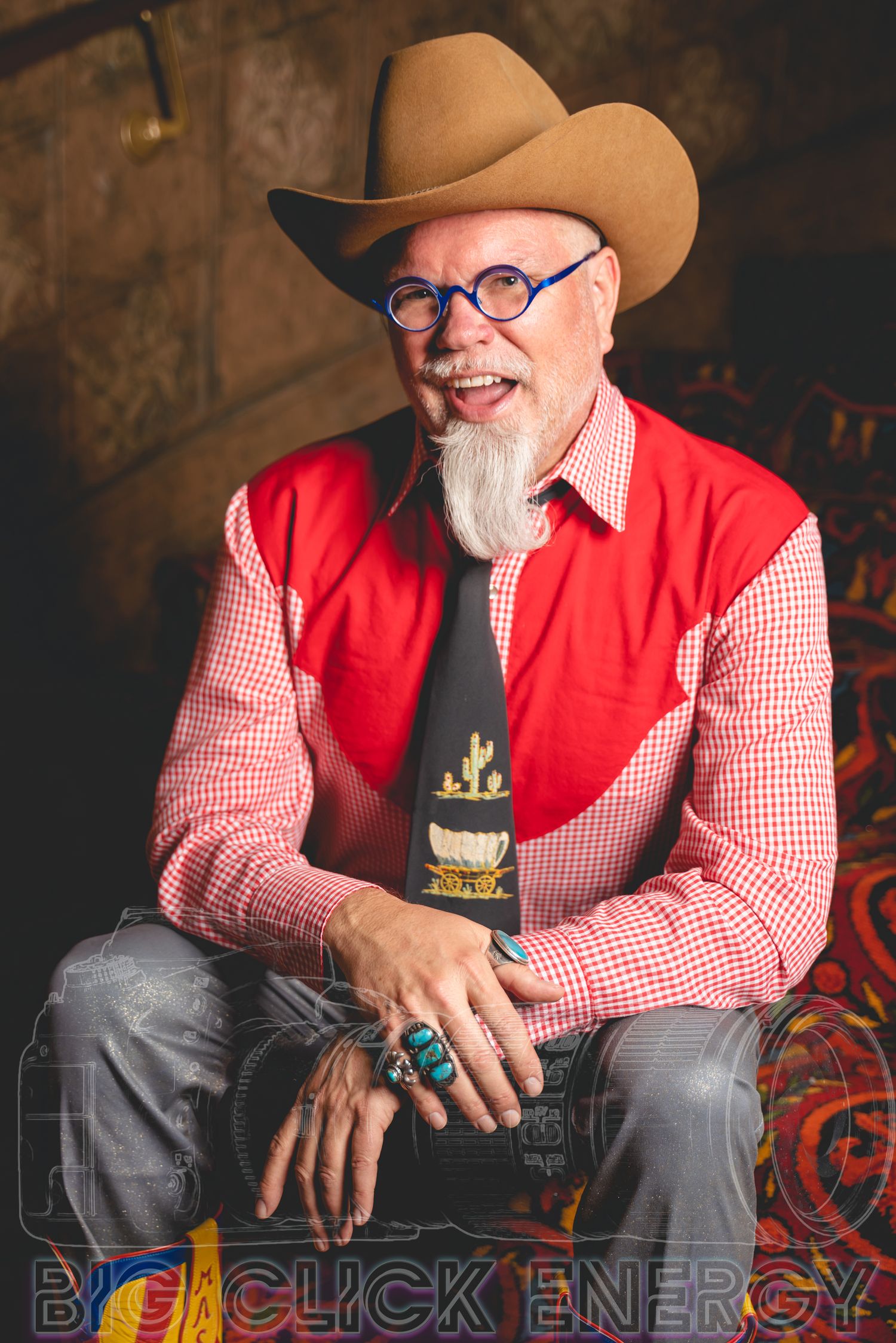 Cowboy, western style male model, vintage vibes, funky glasses, AZ Hip Historian Marshall Shore