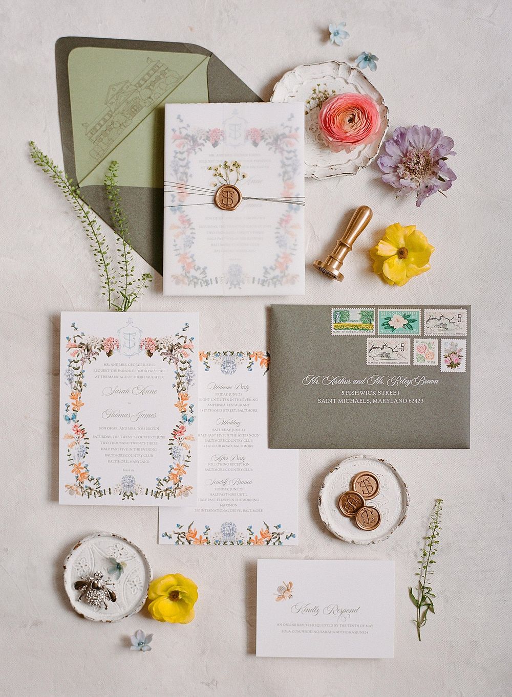 colorful summer wedding at Baltimore Country Club