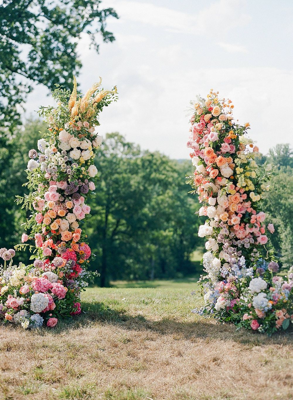 floral arch wedding ceremony at Baltimore Country Club
