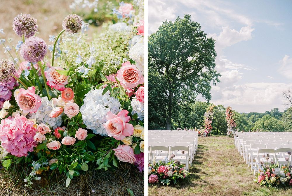 floral arch wedding ceremony at Baltimore Country Club