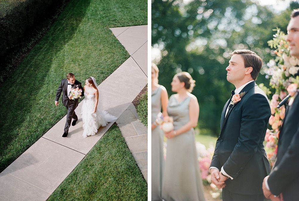 floral arch wedding ceremony at Baltimore Country Club