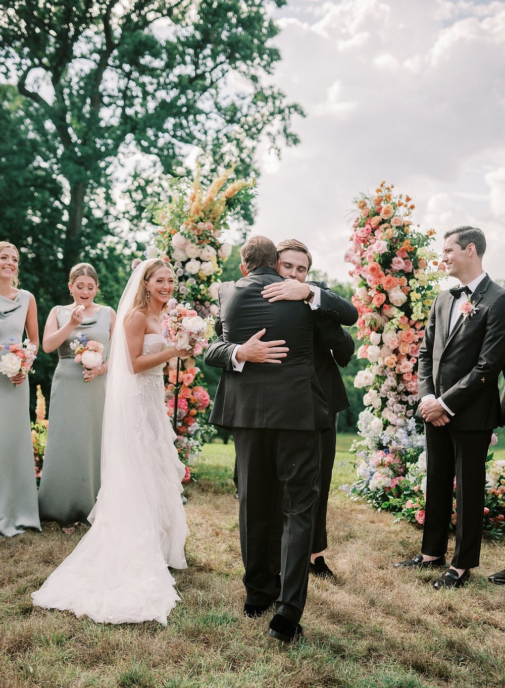 floral arch wedding ceremony at Baltimore Country Club