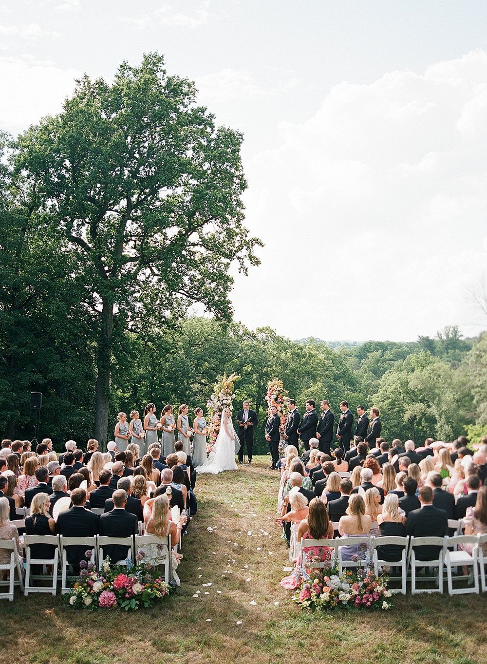 floral arch wedding ceremony at Baltimore Country Club