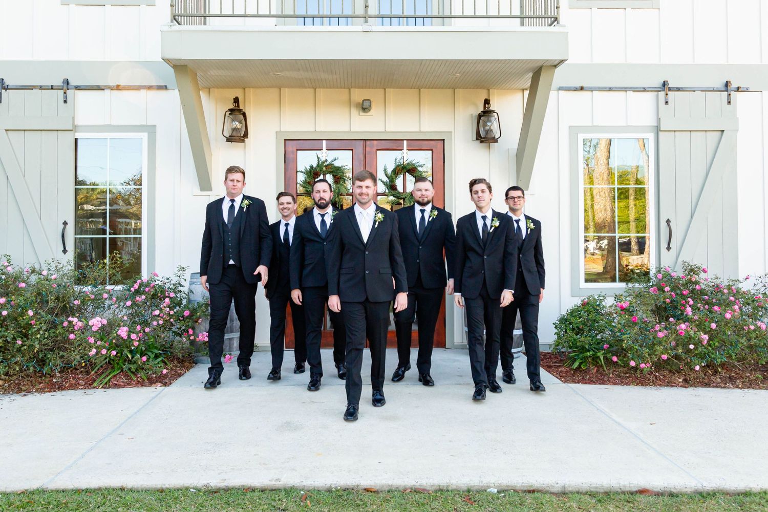 groom and groomsmen walking
