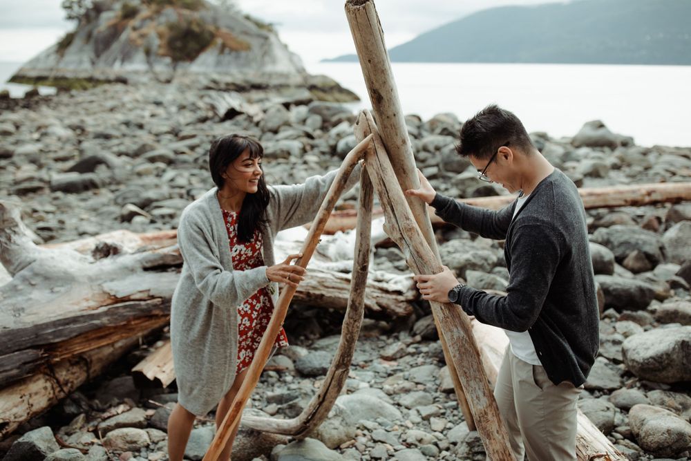 teepee engagement session build coast BC