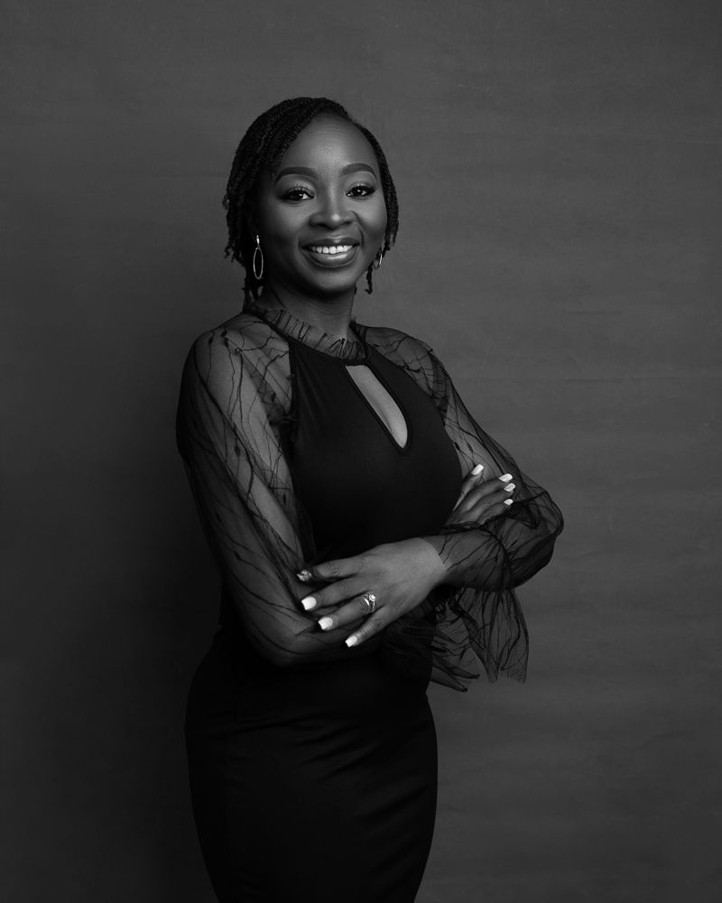 black and white female African portrait