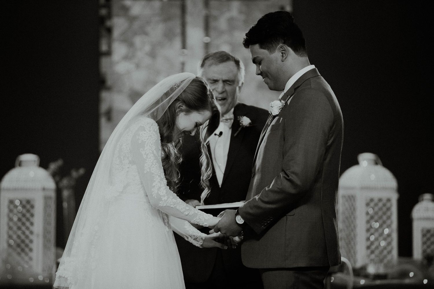 a husband and wife at the altar