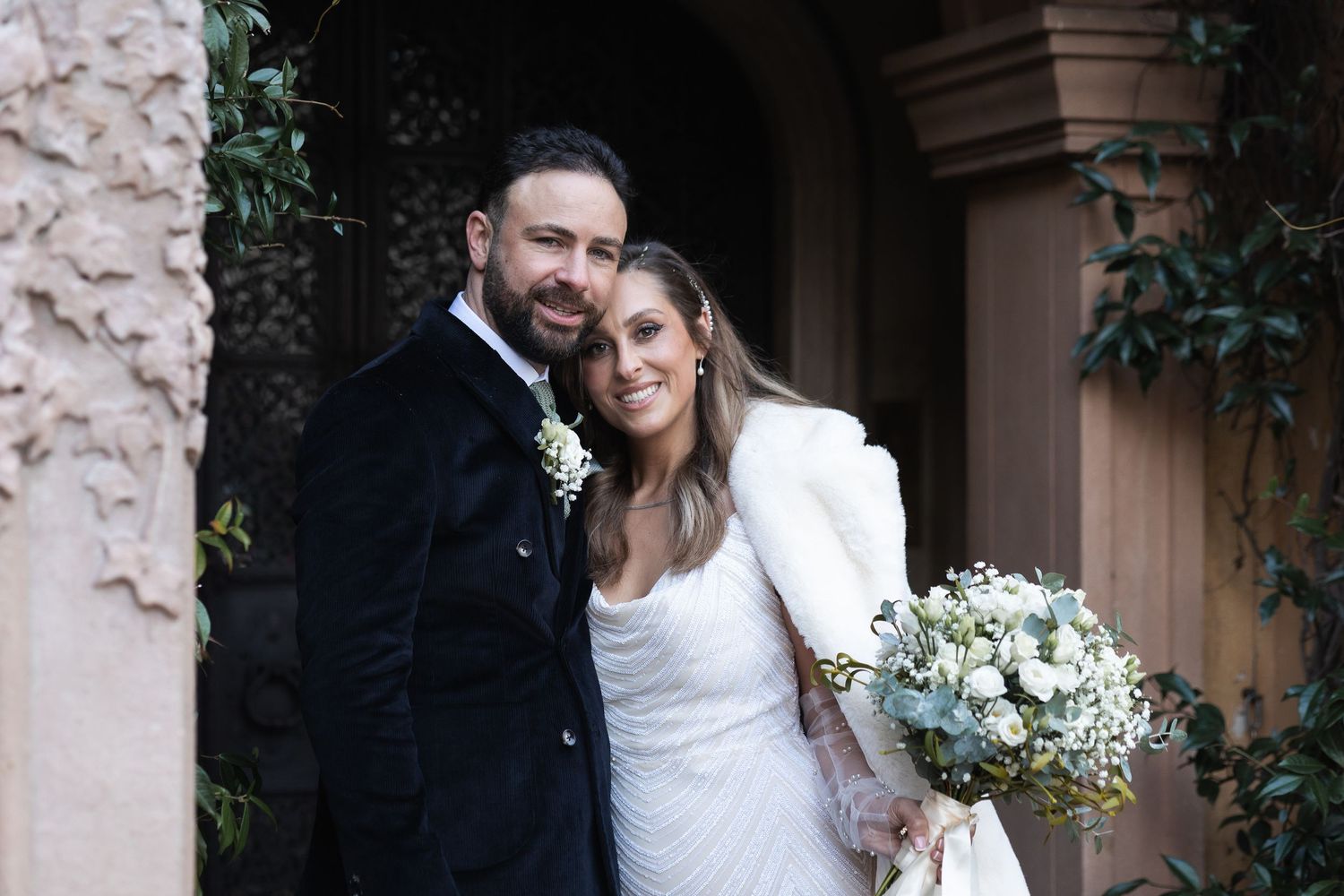 Bride and groom couple portrait session at Winter Micro wedding at Chelsea Old Town Hall.