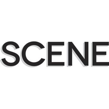 Bold black text reading 'SCENE' in sans-serif typography against white background.