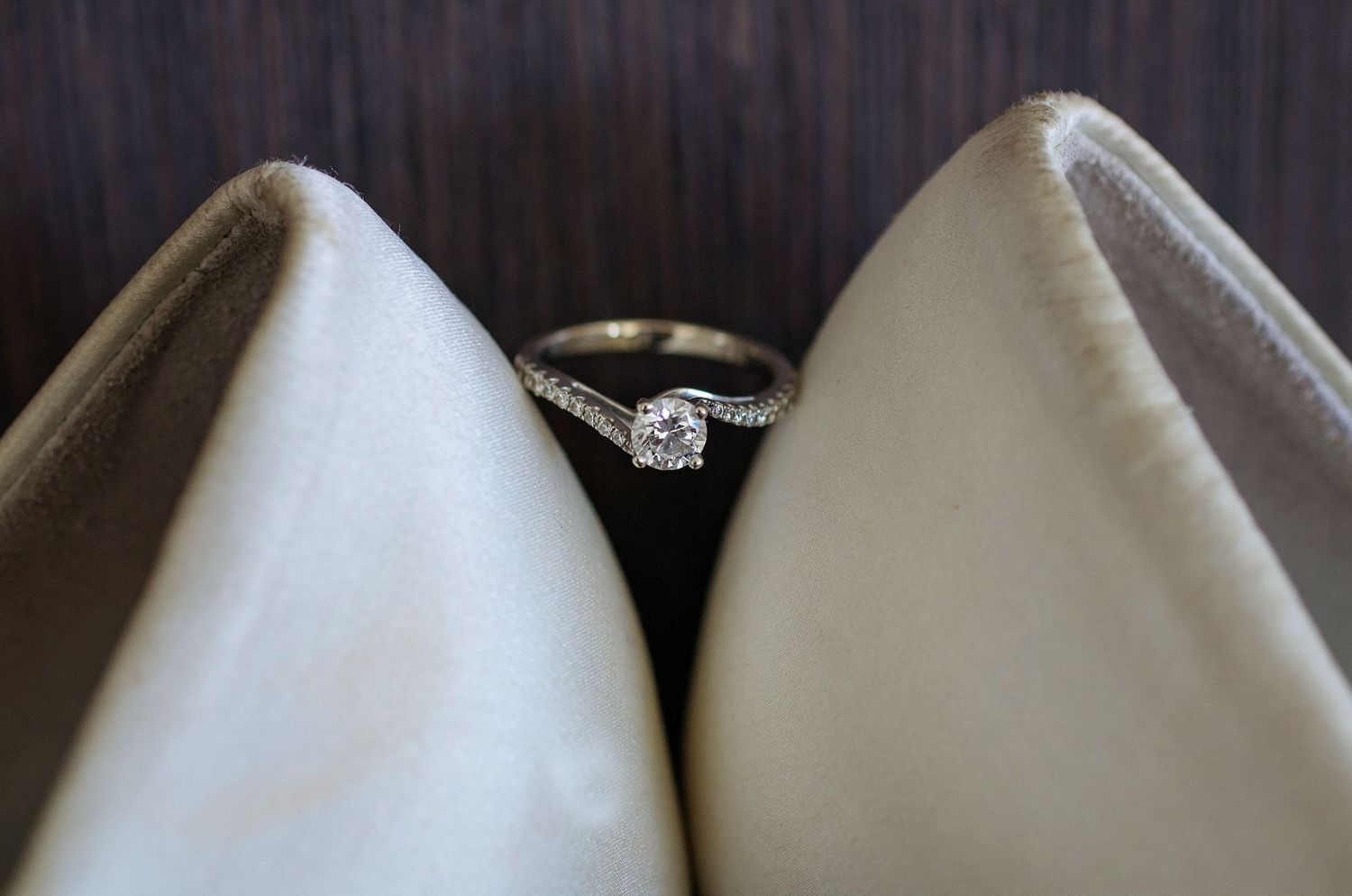 close up of diamond engagement ring