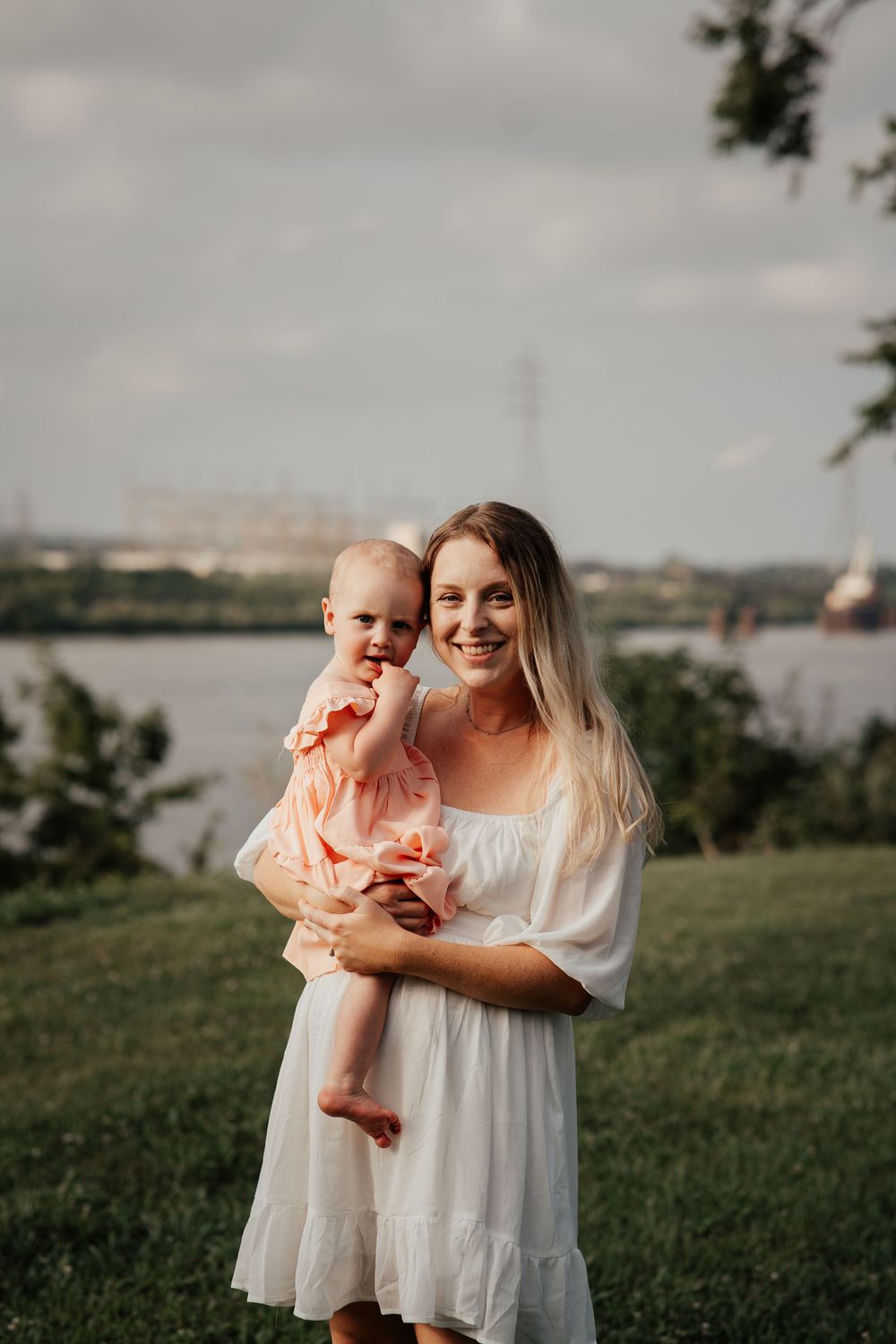 A precious moment captured by the water on a cloudy evening.