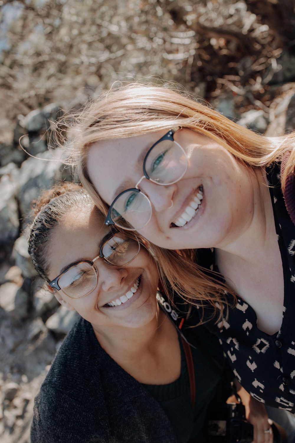 Close-up sequence showing joyful expressions and laughter between two people.