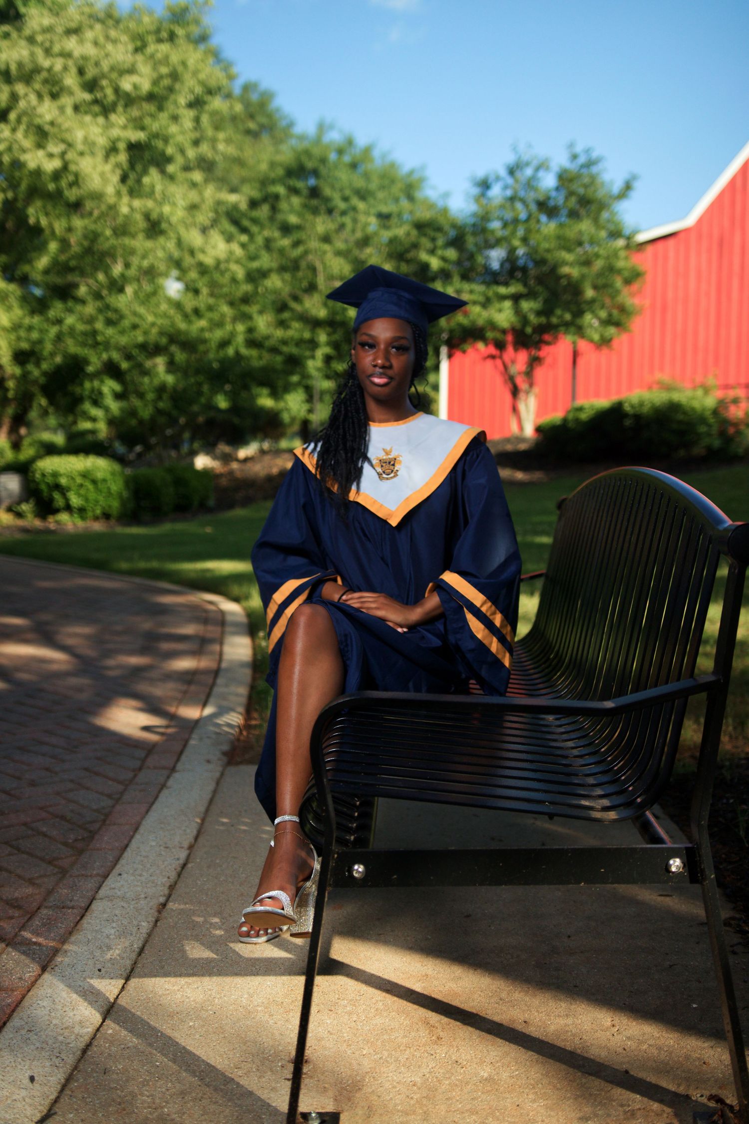 Graduation portrait session at McDonough High School in McDonough, Georgia with cap and gown
