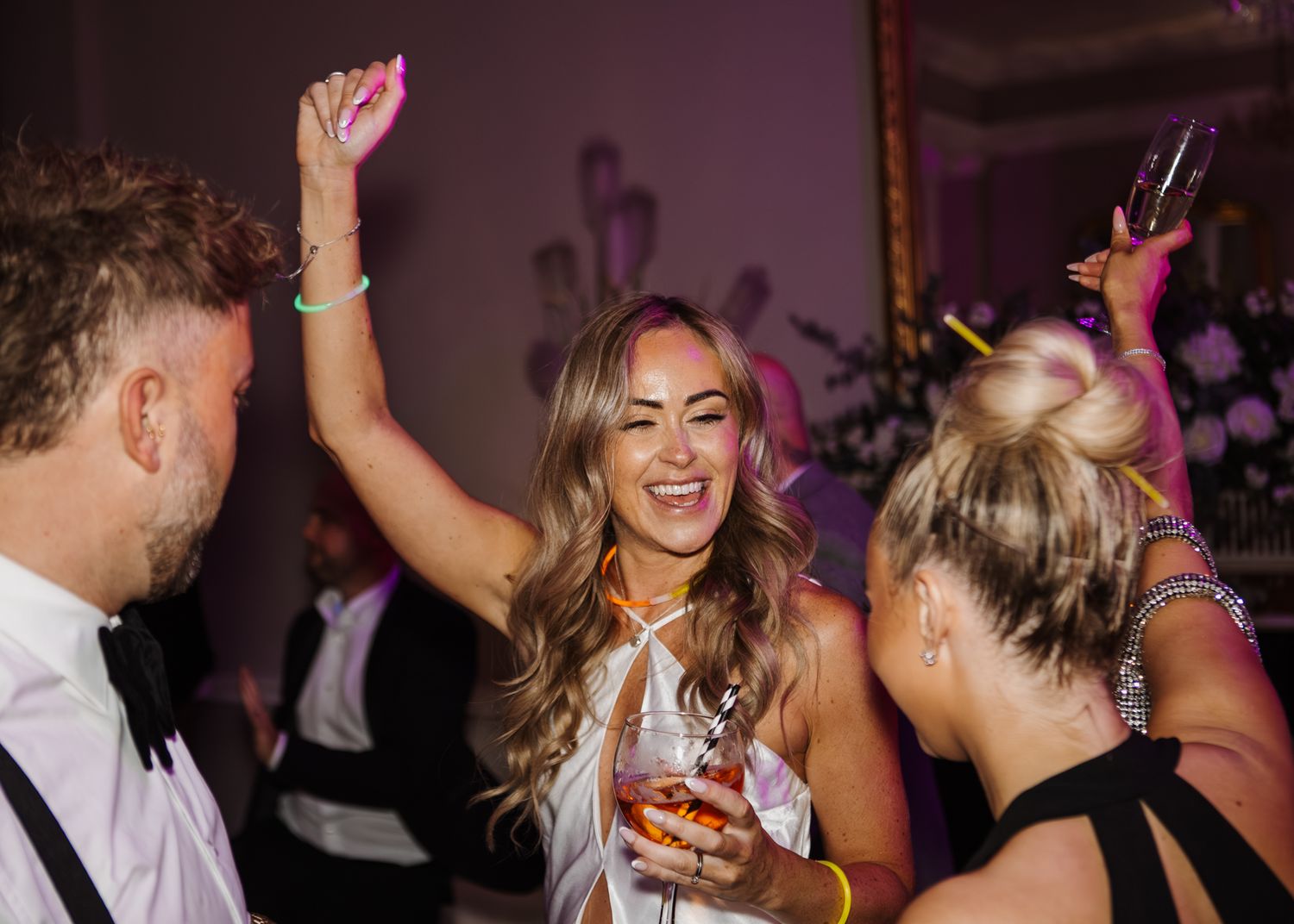 Group of people dancing at a high energy after party in south Yorkshire.