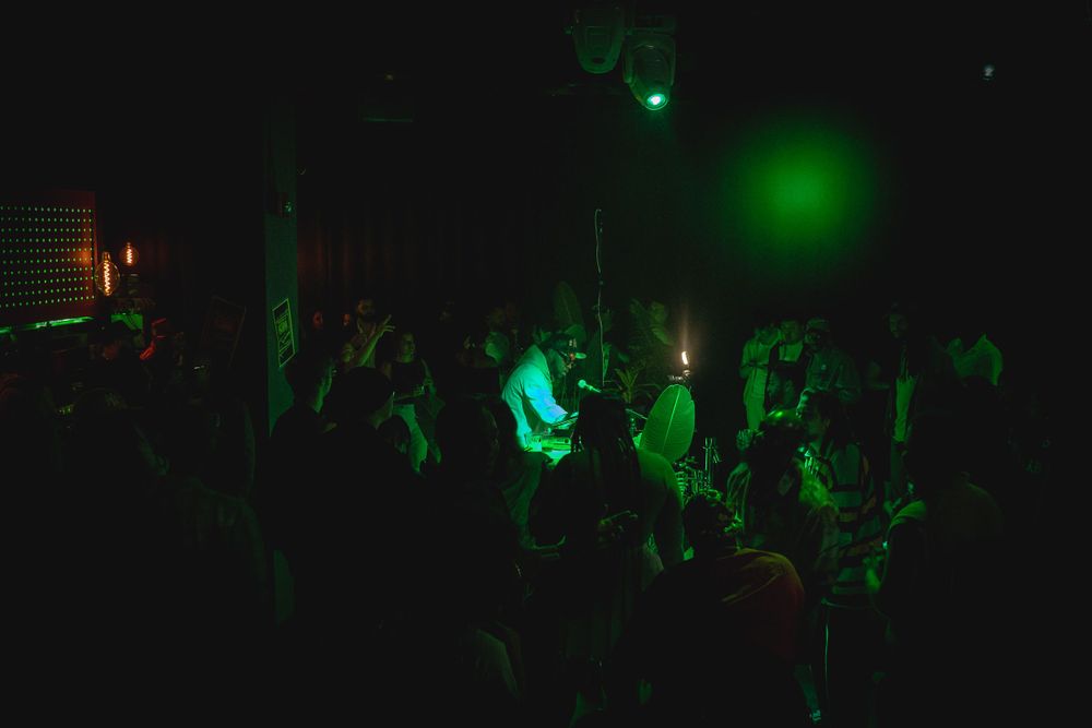 DJ Sliink plays for a crowd at Crib in Providence, Rhode Island