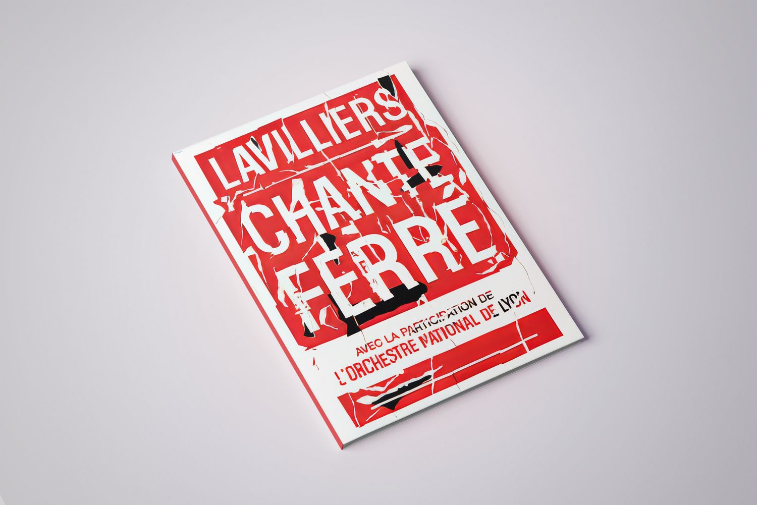 Red and white typographic book or album cover design with bold text layout.