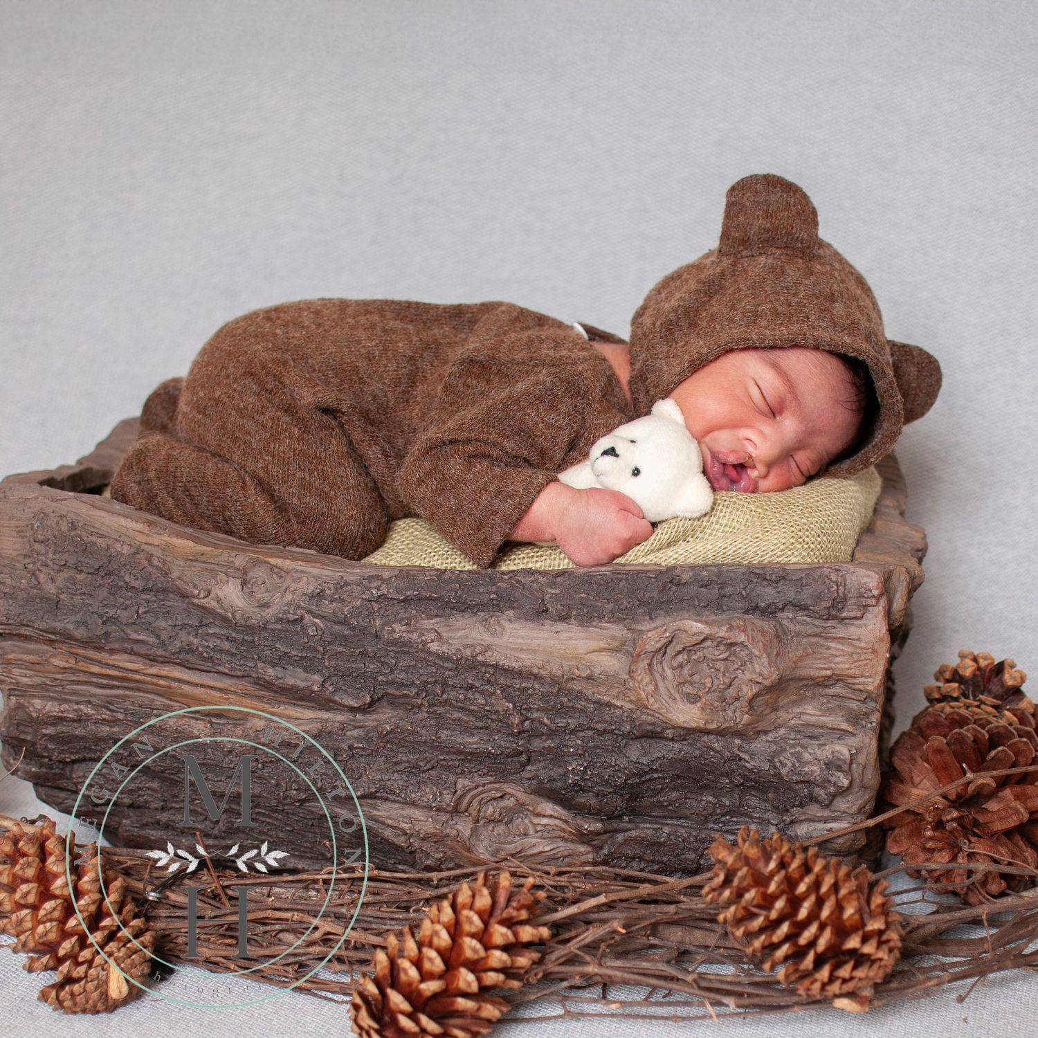 newborn bear outfit and props photo