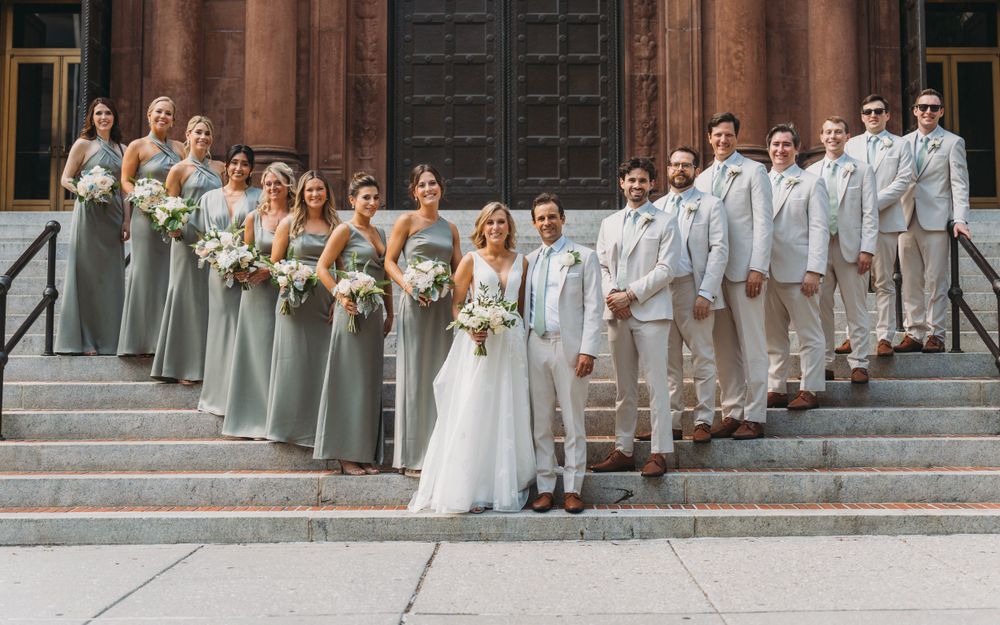 Elegant wedding party at Cathedral of St. Matthew the Apostle