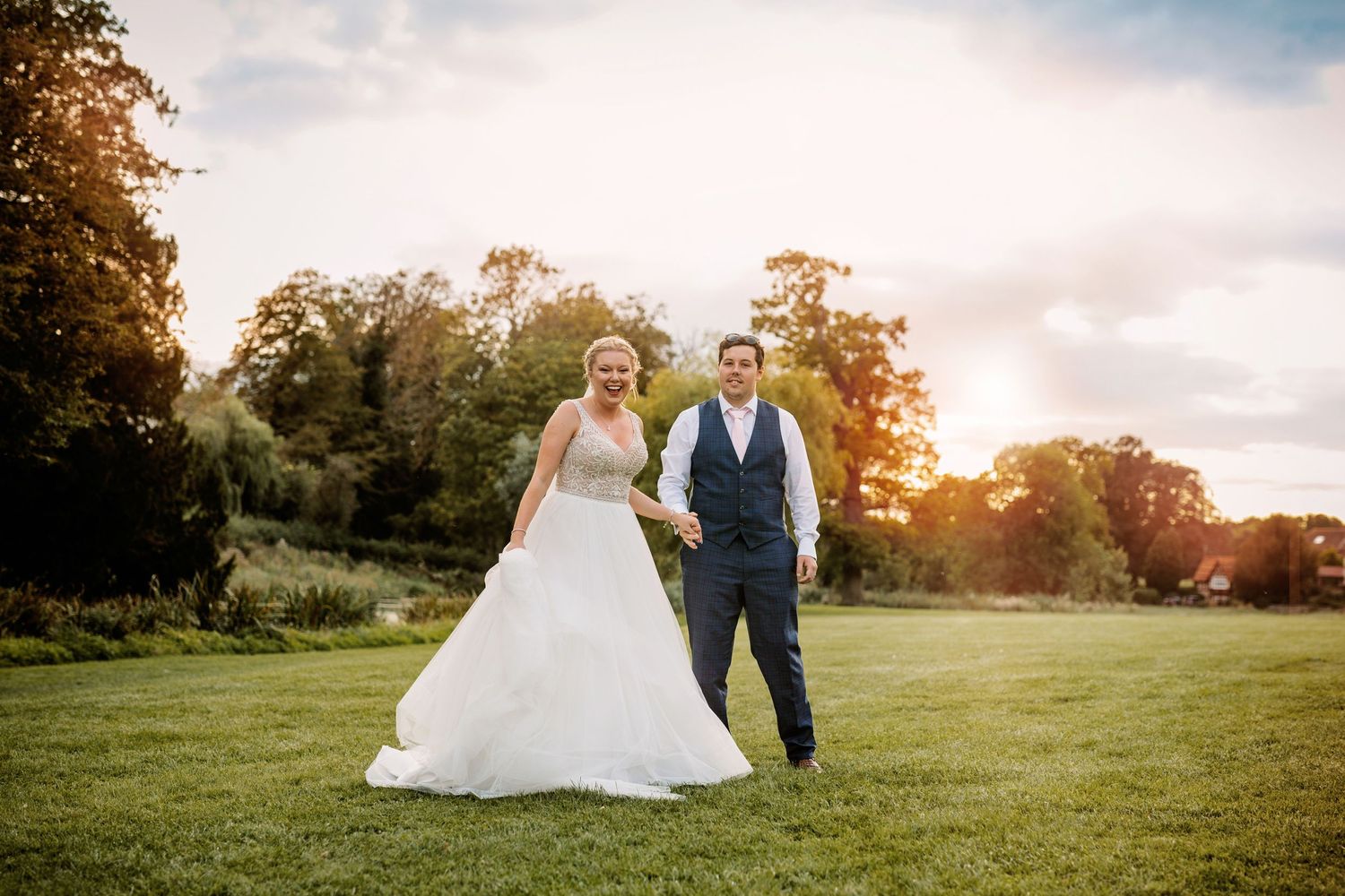 Ardington House English wedding stately manor bride swirling dancing dress groom sunset Vicky Lewis Photography